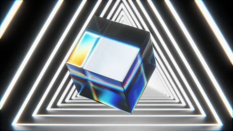 Glass cube non stop animation render Stock Footage 278185463