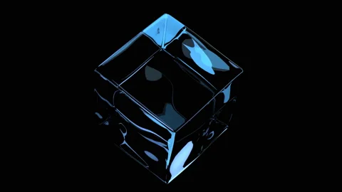 Glass cube rotates on black background Stock Footage 104906969