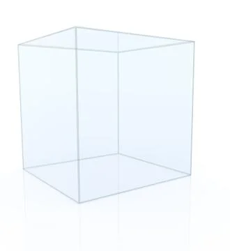 Glass cube. Showcase for project presentation Foto stock