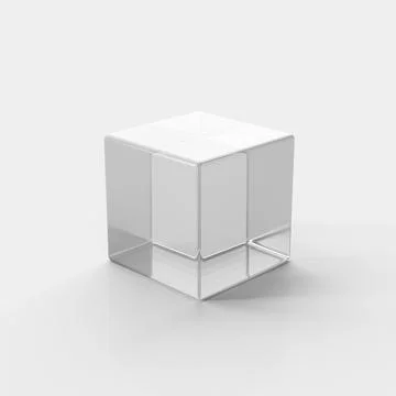 Glass cube, white background. Abstract illustration, 3d render. Stock Illustration