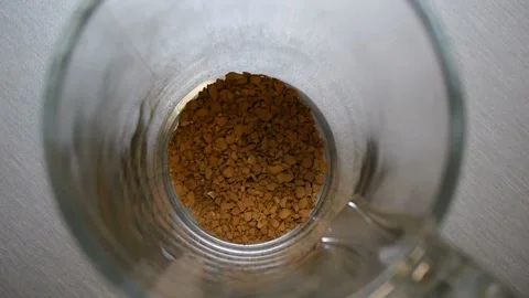 Glass cup of coffee close-up. View from above. Video stock 105672197