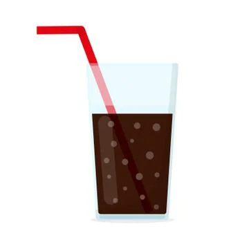 Glass cup with cola. Vector illustration. Stock Illustration