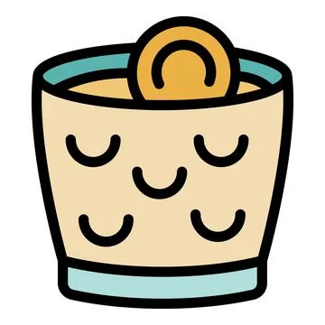Glass cup containing beverage with floating cookie, simple and minimalist d.. Stock Illustration