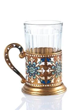 Glass with a cup holder Stock Photos