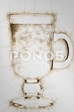 Glass cup mix latte coffee foam Stock Illustration