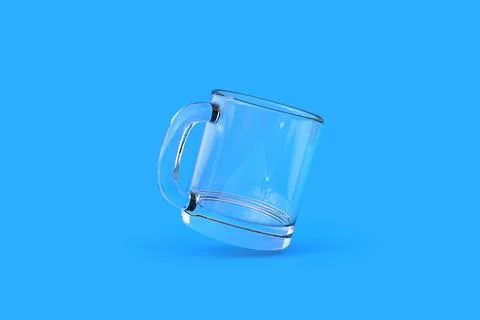 Glass cup or empty mug for coffee, drink or tea on blue background Stock Illustration