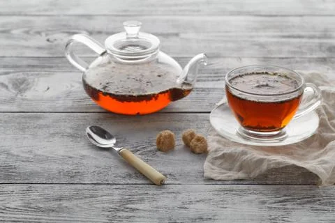 Glass cup of tea Stock Photos