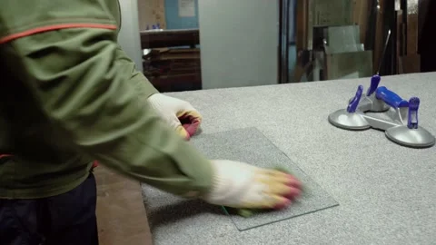 Glass cutting. Stock Footage 167591067