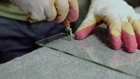 Glass cutting. Stock Footage 167591226