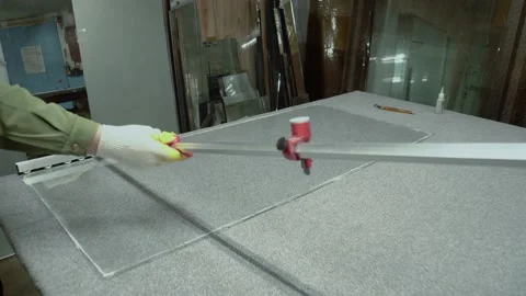 Glass cutting. Stock Footage 167591276