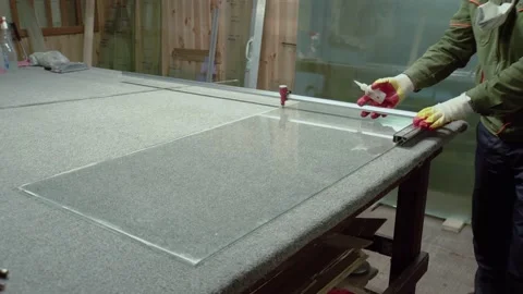 Glass cutting. Stock Footage 167591280