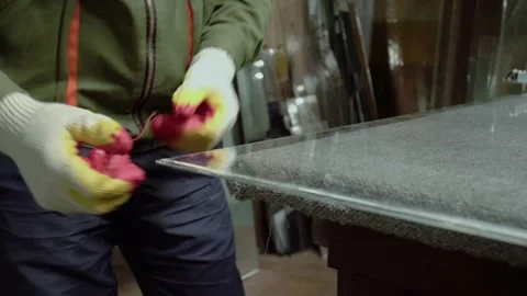 Glass cutting. Stock Footage 167591297