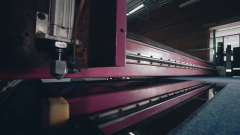 Glass cutting machine straight line Stock Footage 105370448