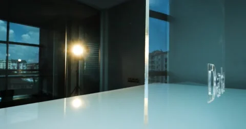 Glass data Letters and Office in Background 動画素材 198384665