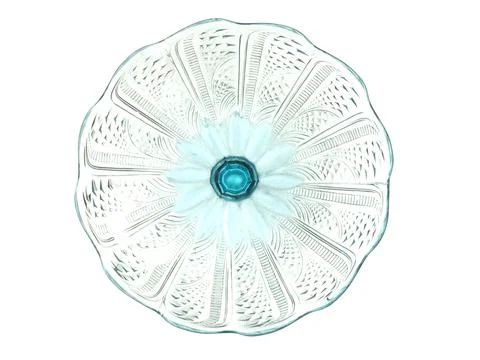 Glass decorative element of round shape in green color isolated on white back Stock Photos