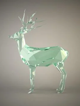 Glass deer concept on gray background Stock Illustration
