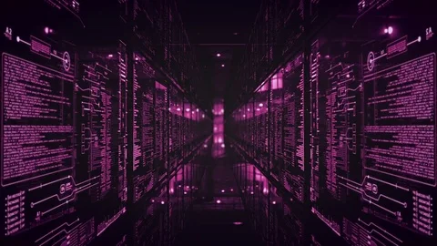 Glass Digital data corridor infinity loop. Stockbeeldmateriaal 85063004