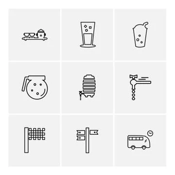 Glass , directions , bus ,multimedia , camera , user interface  , technology  Stock Illustration