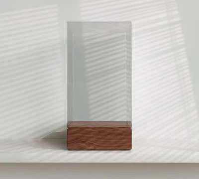 Glass Display Case On Shelf 스톡 사진