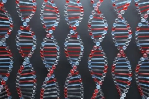 Glass dna structure 3d rendering. Stock Illustration