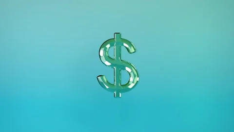 Glass Dollar Sign Loop Animation 4k, 360 rotation looping animation background. Stock Footage 310619179