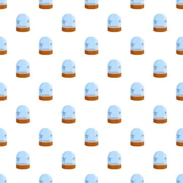 Glass dome display seamless pattern on white background Stock Illustration