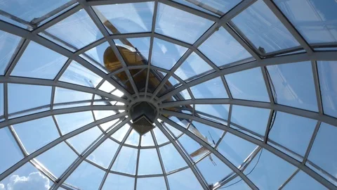 The glass dome of a modern building. Inside view. Glass dome from the inside of Stock Footage 102559948