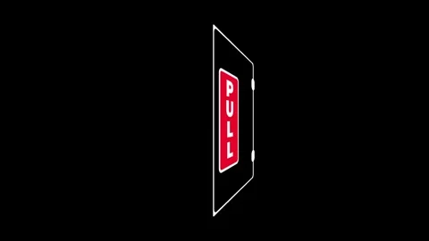 Glass Door with Red Pull Sign Stock Footage 334288701