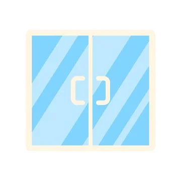 Glass double doors presenting modern entrance exit building Ilustración de archivo