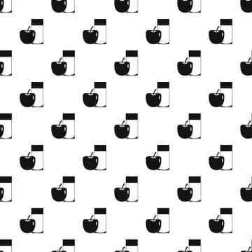 Glass of drink and apple pattern 库存插图