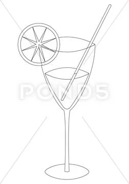 Glass with a drink, contours Stock Illustration