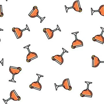 Glass drink sidecar cocktail vector seamless pattern Stock Illustration