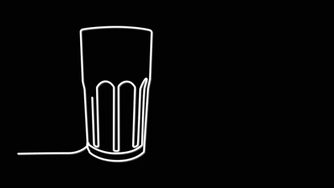 Glass, drinking potable water self drawing animation. Line art. Vidéo 226387960