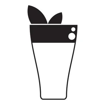 Glass with drinking straw and mint leaves showing refreshing summer drink Stock Illustration
