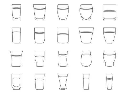 Glass of Drinks Icons Set. Editable Stroke. Simple Icons Vector Collection Stock Illustration