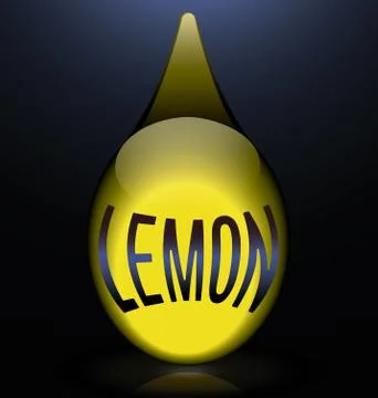 Glass drop reflection yellow text lemon Stock Illustration
