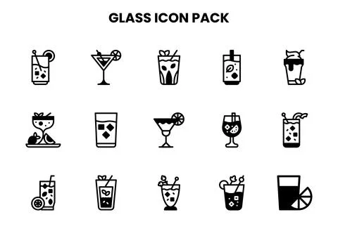 Glass DuoTone Vector Icons Pack Stock Illustration