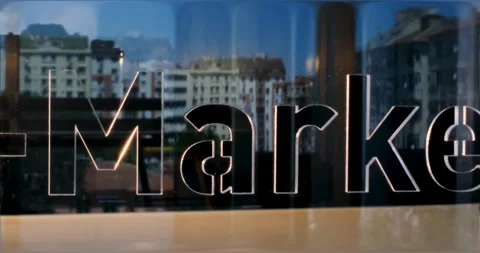 Glass e-trade Letters and Office in Background 動画素材 197488691