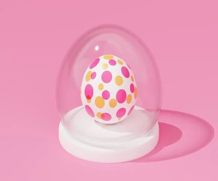 Glass easter egg on isometric podium 3d render Stock Illustration