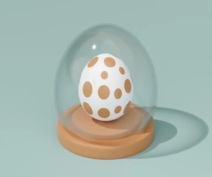 Glass easter egg on isometric podium 3d render Stock Illustration
