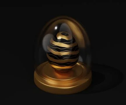 Glass easter egg on isometric podium 3d render Stock Illustration