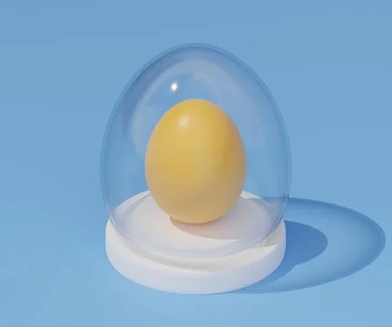 Glass easter egg on isometric podium 3d render Stock Illustration