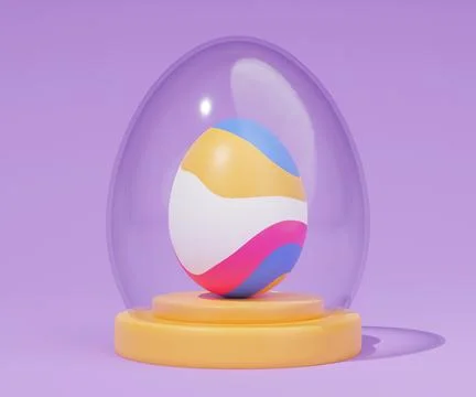 Glass easter egg on podium 3d render Stock Illustration