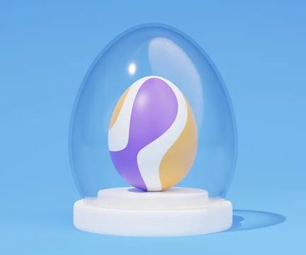 Glass easter egg on podium 3d render Stock Illustration