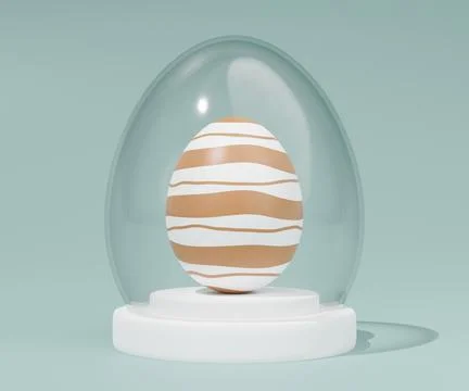 Glass easter egg on podium 3d render Stock Illustration
