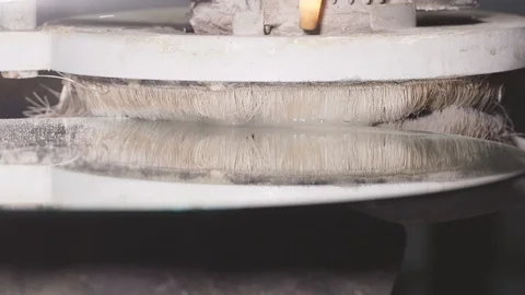 Glass edging on the machine at factory Video stock 105370238