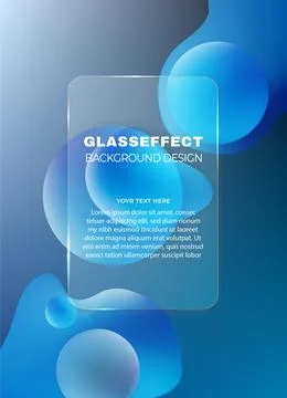 Glass Effect Background Design with Blue Liquid Shapes, Illustrazione stock