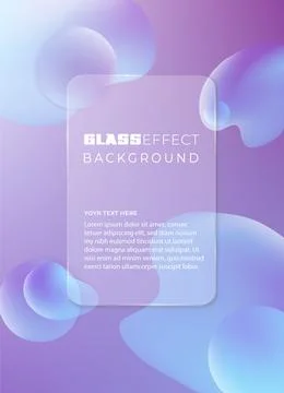 Glass Effect Background with Liquid Shapes and purple light waves Stock Illustration