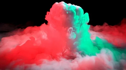 Glass with the effect of white thick smoke dry ice at black background with red 스톡 동영상 118715246