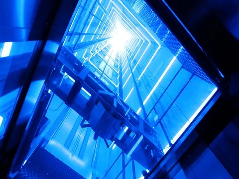 The glass elevator Stock Footage
